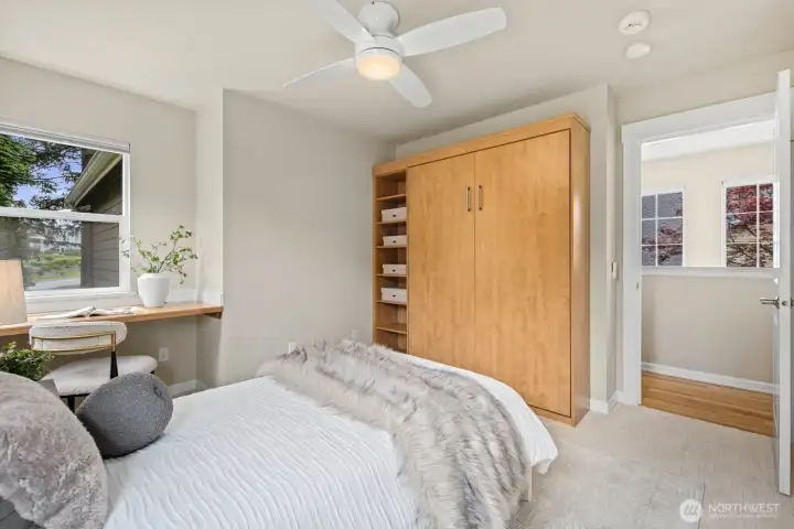 Bedroom #2 with built in Desk/Murphy Bed/Shelves