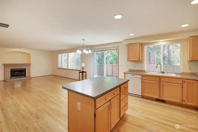 Large kitchen with island perfect for informal seating