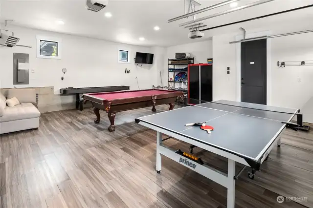 Two car garage transformed with games
