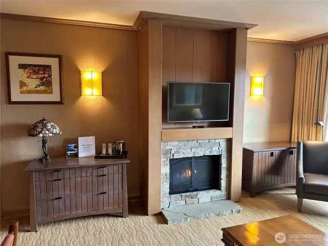 Cozy gas fireplace