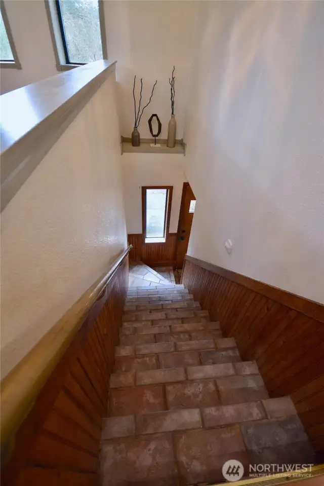 Upper level entry. You can leave the door open to allow for access to upper and lower level or close off for a private entry