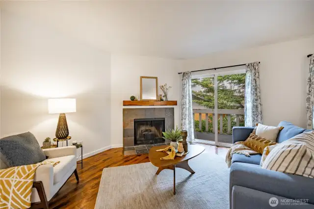 Living area with doors to back deck.