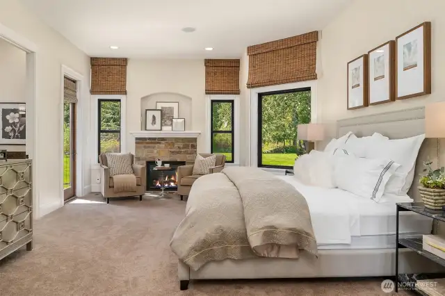 Main floor primary with deck and hot tub. Private and luxe.