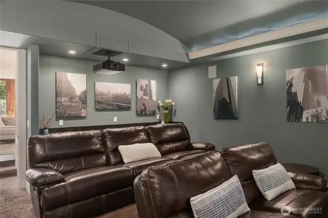 Media room with furniture and equipment