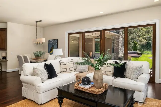 Room to entertain, doors open to the incredible patio and yard.