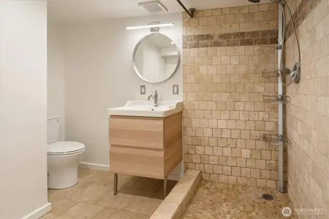 3/4 bathroom downstairs.