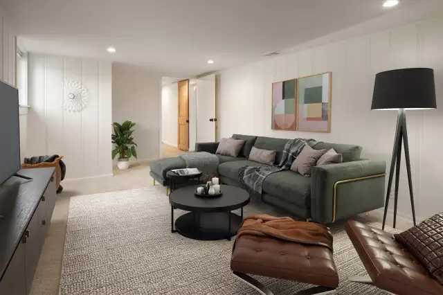 Rec room for gathering, relaxing.