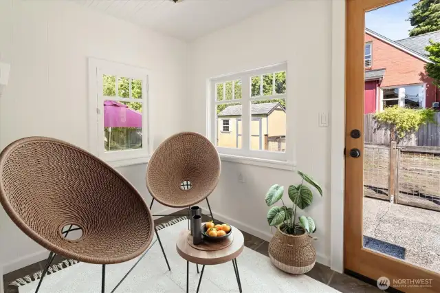 Virtually staged, a sample of how you might enjoy this room in summers.  Add heat for all year use!