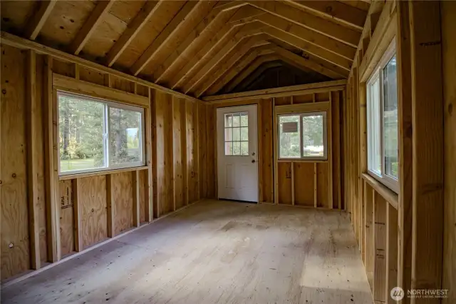 Inside the well made shed - with a loft!