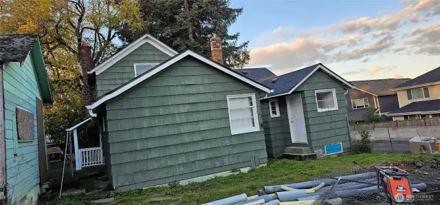 Back of the house and the new development.