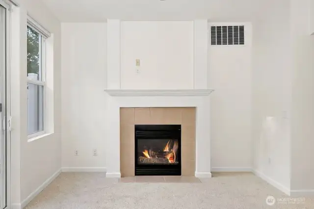 cozy gas fireplace
