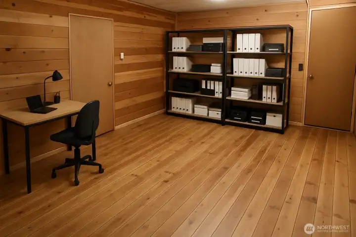 Virtually staged as office.