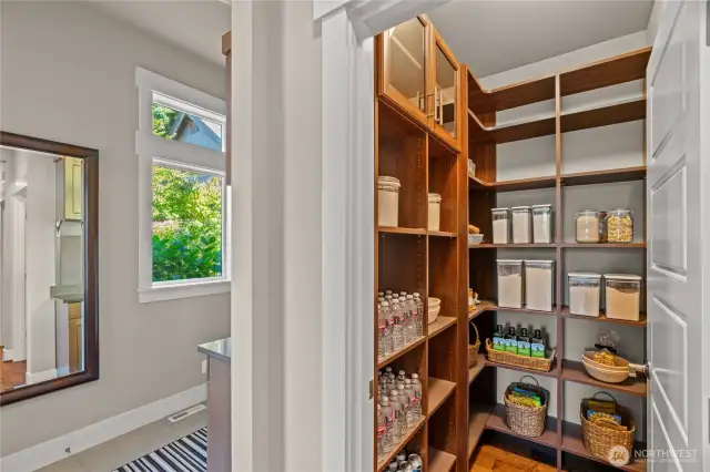 An expansive pantry off the kitchen