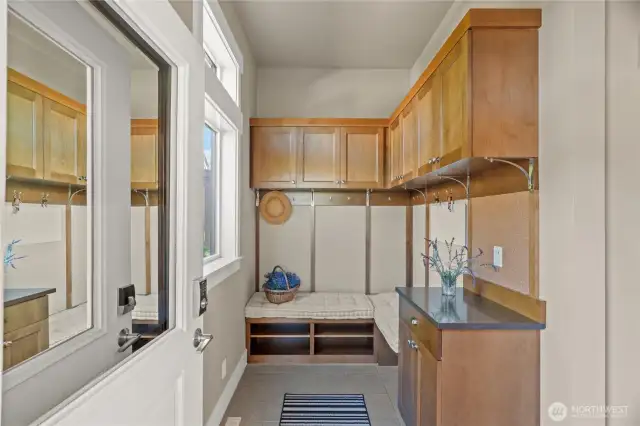 A fabulous mud room with high-end built-ins