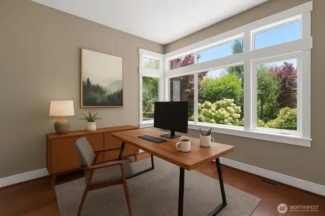 Main Level Den with large windows and relaxing views
