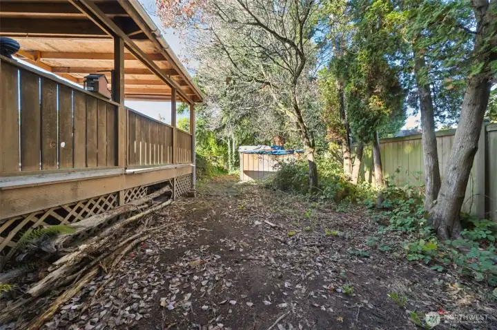 Cement slab with shed