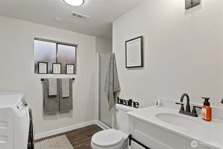 3/4 bath and laundry