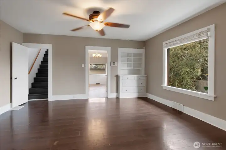 Dining room with vintage built in