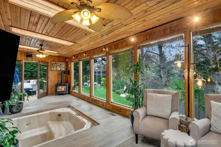 Sun Room with hot tub