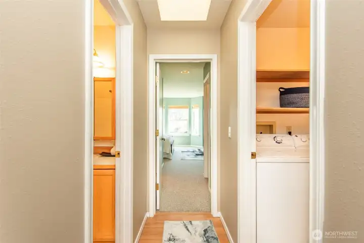 Main bath and utility room off hallway