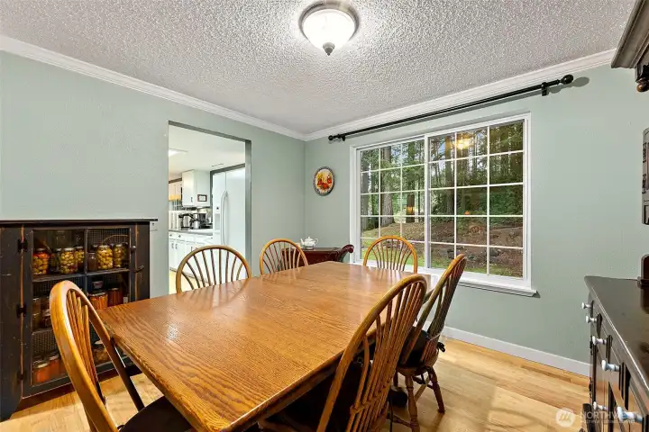 The adjacent dining room