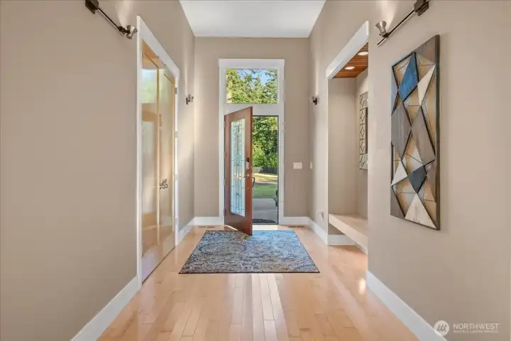 Entrance has office with French Doors on your right and hallway on the left to additional rooms