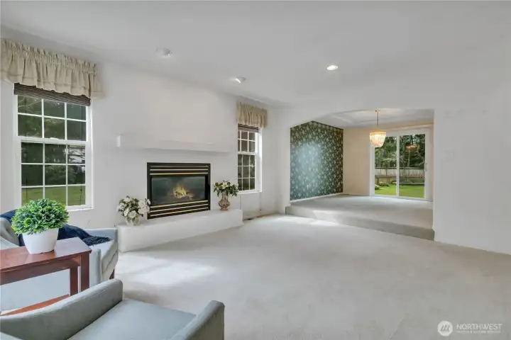 Formal living room with gas fireplace