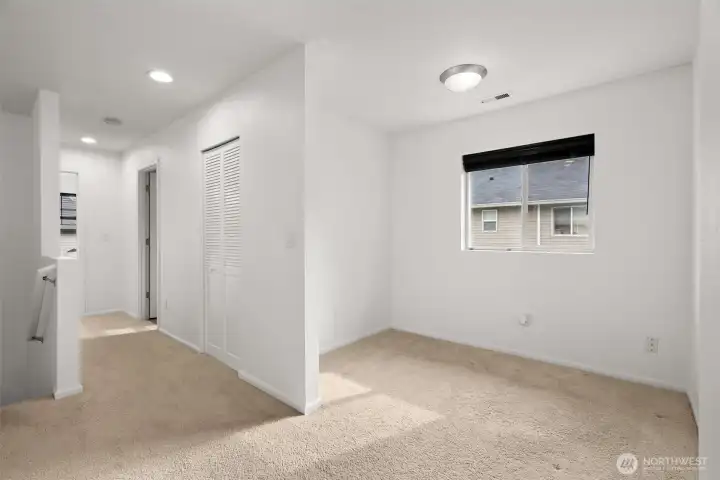 Flex space upstairs, perfect for an office, playroom, yoga room, library....