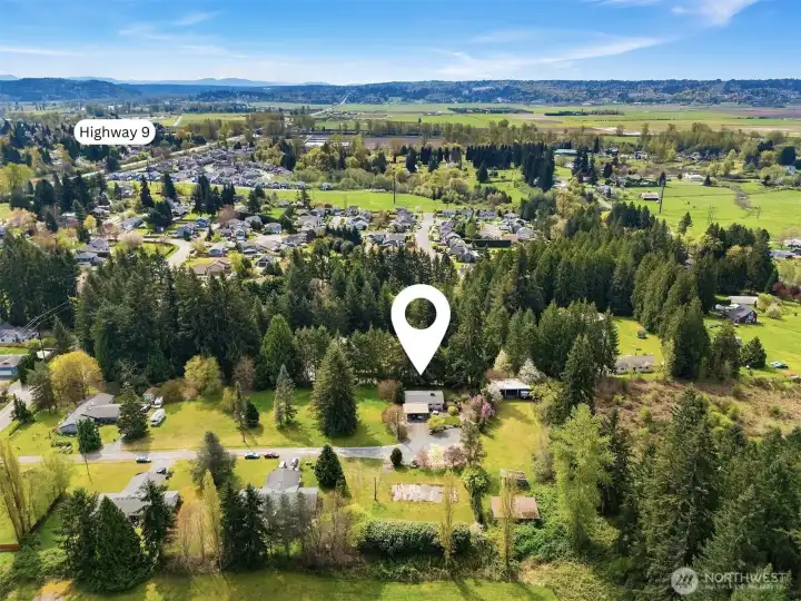 Location of current home on lot, showing easy access to Highway 9.