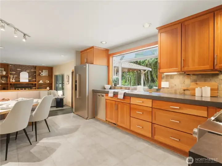 Kitchen features newer KitchenAid appliances