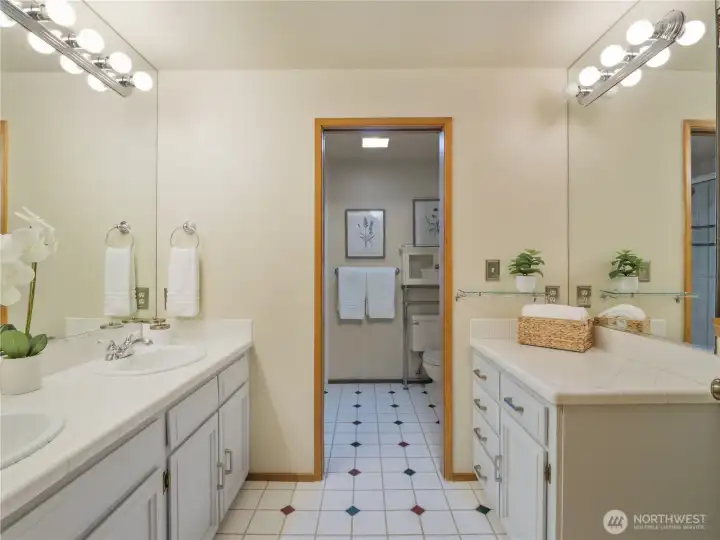 Spacious primary bath designed for comfort and functionality