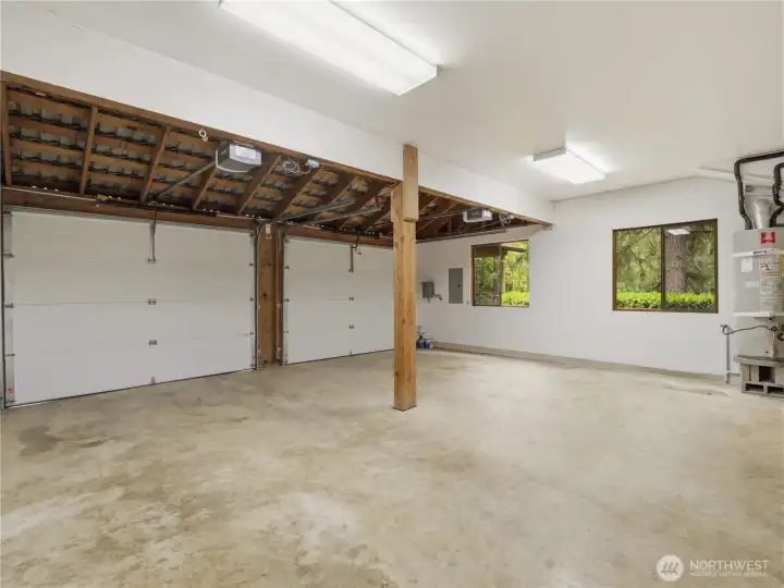 2-car garage with custom workbench