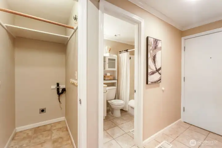 Seller will install a brand new combo washer dryer in this utility closet before closing. GE model number GFQ14ESSNWW.