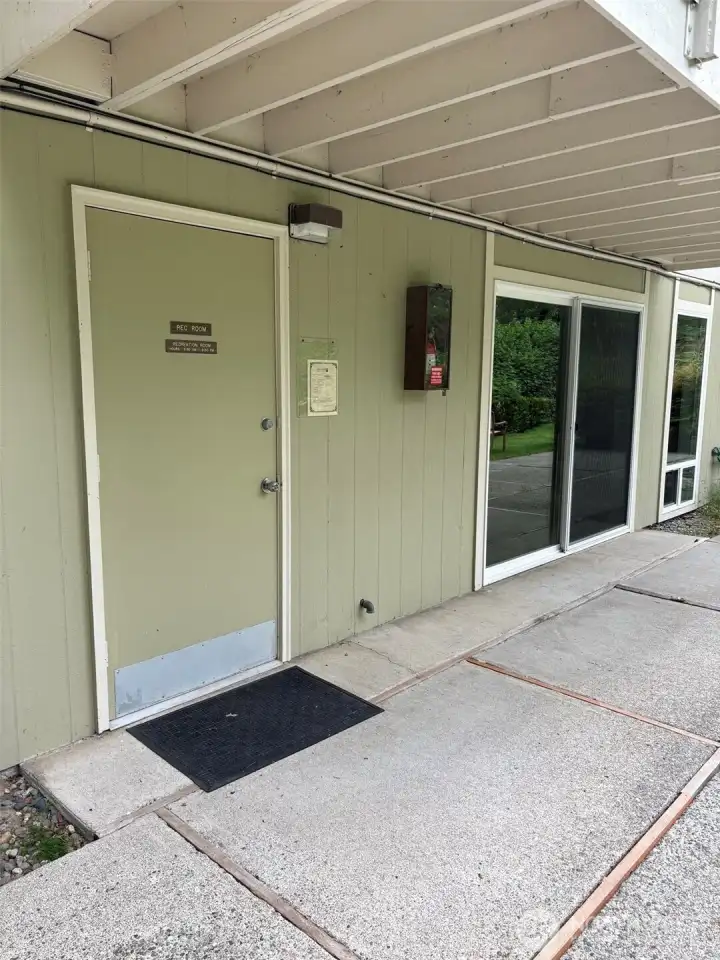 Community room complete with restrooms, shower, sauna and gathering area. The Community room is located on the lower level of Building 9907. See building site map in the Supplements.
