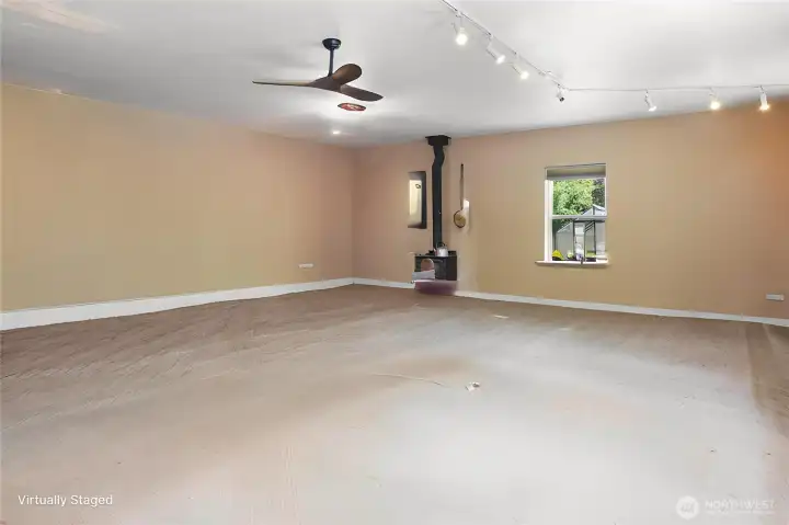 Virtually removed furnishings in the addition - extra large living room.