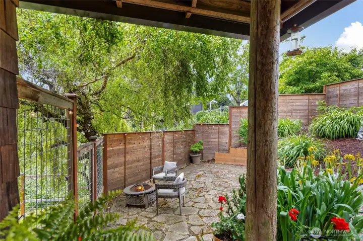 Fenced cottage garden. Fenced cottage garden.