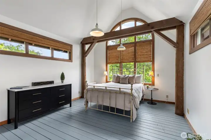 Bedroom with so many wonderful windows. Bedroom with so many wonderful windows.