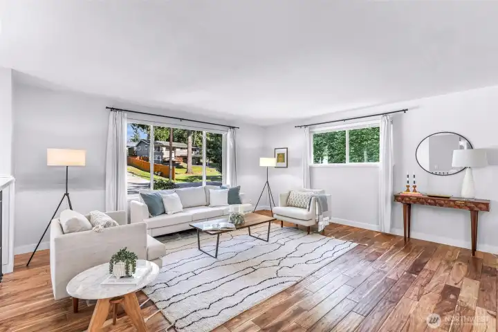 Acacia hardwood floors throughout the main level