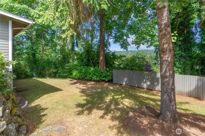 Enjoy a serene, park-like setting with mature evergreens, open lawn space, and exceptional natural beauty.