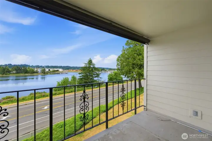 Look in the other direction for views of Swantown Marina and The Olympics.