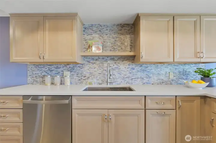 You’ll love the functional and serene kitchen.