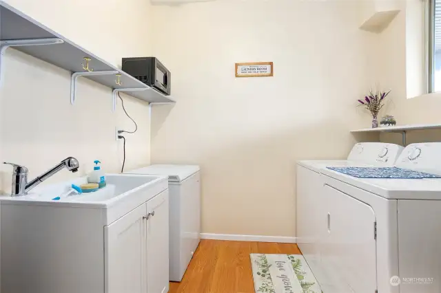 Utility room, washer and dryer stay