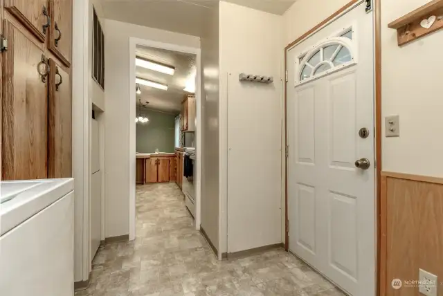 View from the utility room through to the kitchen.