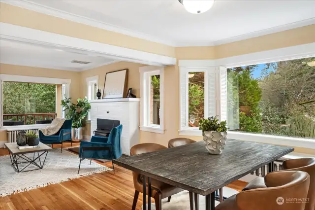 Double-pane windows, fresh paint, and a skylight flood the home with natural light.