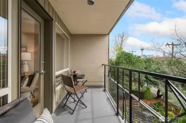 South facing deck, Space Needle, water and Rainier views