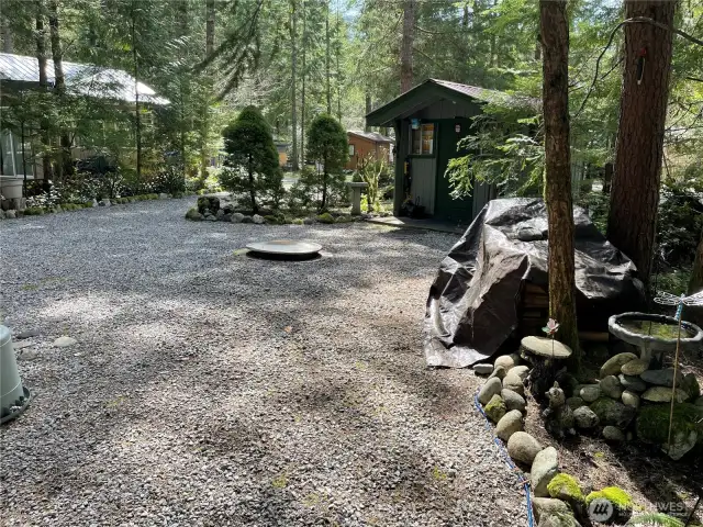 Looking from the deck towards the road.