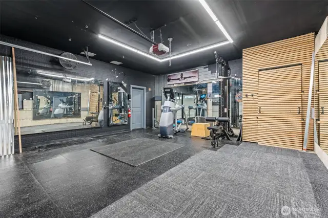 This garage is ready to go as a work out room or parking.