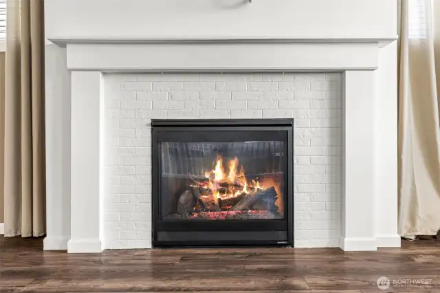 Gas fireplace.