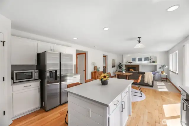 Kitchen looking into the Den area. Nice island in kitchen with storage