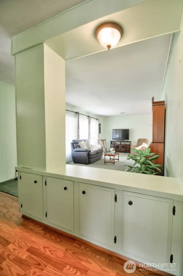 Built-in cabinetry provides for plenty of storage space.